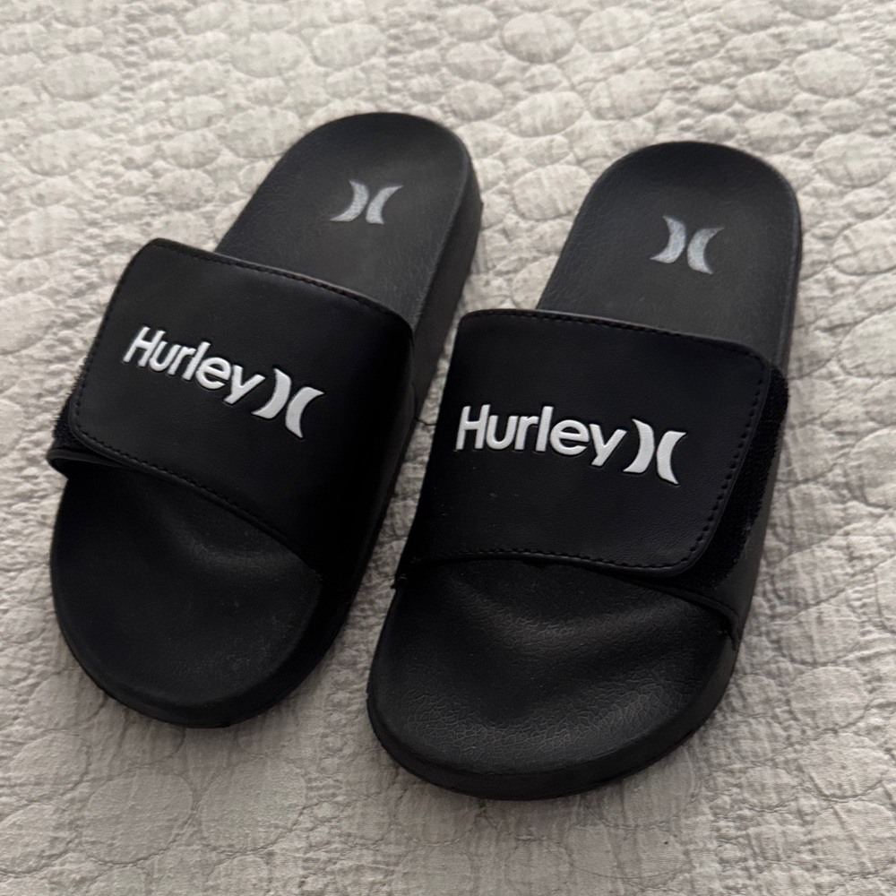 Hurley Black Slide Sandals with Logo